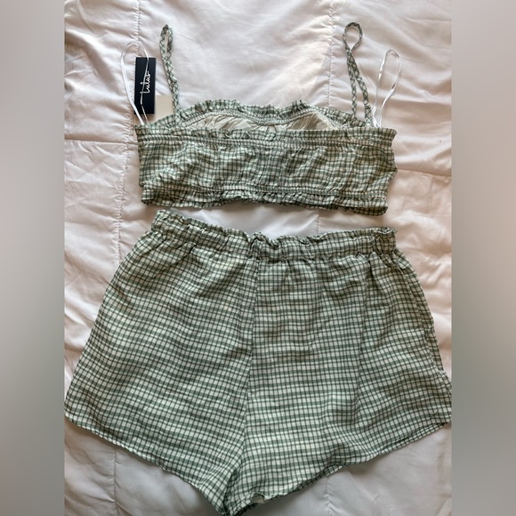 “My Own Paradise Sage Green Gingham Two-Piece Romper” from Lulus size L - Picture 2 of 5